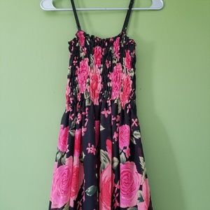 (Donated) Maxi Floral Rose Print Glitter Ruffle Sundress
